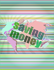 Image showing Management concept: words saving money on digital screen vector illustration