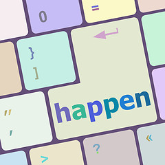 Image showing happen word on computer pc keyboard key vector illustration