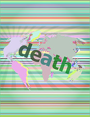 Image showing socail concept: words death on digital touch screen vector illustration