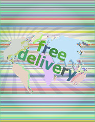 Image showing free delivery word on a virtual digital background vector illustration