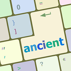 Image showing Keyboard with white Enter button, ancient word on it vector illustration