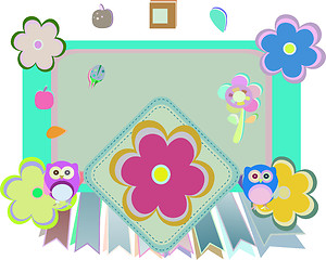 Image showing vector Background with owl, flowers and birds