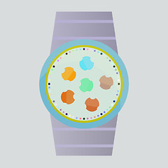 Image showing Smart watch with flat icons. Vector illustration.