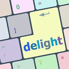 Image showing delight button on computer pc keyboard key vector illustration