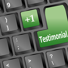 Image showing testimonial word on keyboard key, notebook computer button vector illustration