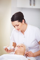 Image showing Woman under anti-aging therapy at beauty treatment salon