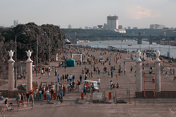 Image showing People walking at Park Kultury in Moscow, Russia.