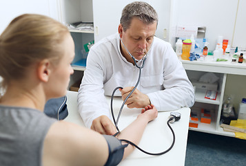 Image showing Doctor measures the blood pressure