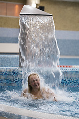 Image showing Under water stream in the swimming pool