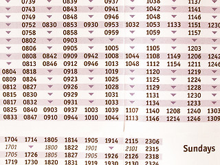 Image showing  Timetable vintage