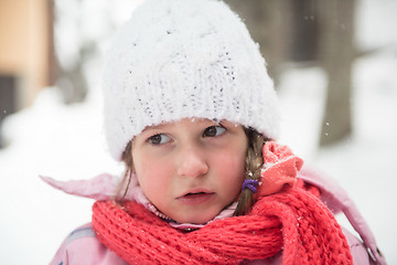 Image showing little girl at snowy winter day