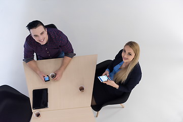 Image showing aerial view of business people group on meeting