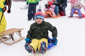 Image showing little boy having fun on winter day