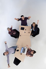 Image showing aerial view of business people group on meeting