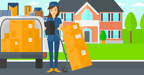 Image showing Woman delivering boxes.