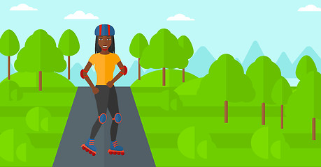 Image showing Sporty woman on roller-skates.