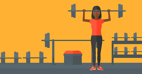 Image showing Woman lifting barbell.