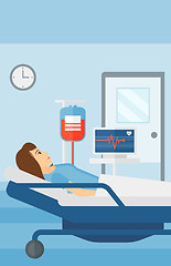 Image showing Patient lying in hospital bed.