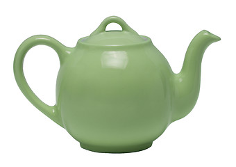 Image showing Green Teapot Against White Background