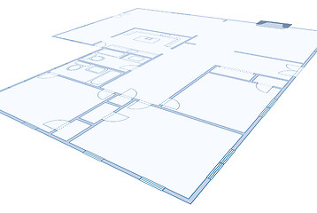 Image showing Blueprint Drawing of a Simple Residential Home