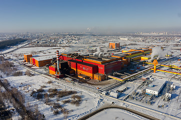 Image showing Aerial view on iron and steel works factory.Russia