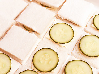 Image showing Retro looking Cucumber sandwich