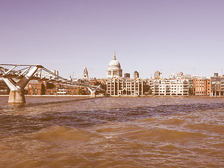 Image showing Millennium Bridge in London vintage