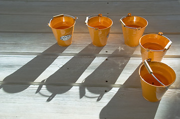 Image showing Shadows on a wooden floor.