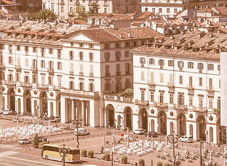 Image showing Retro looking Piazza Vittorio in Turin