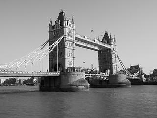 Image showing Black and white Tower Bridge in London