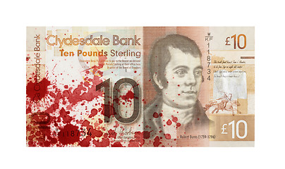 Image showing Scottish Banknote, 10 pounds, blood