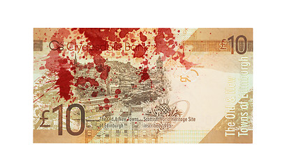 Image showing Scottish Banknote, 10 pounds, blood