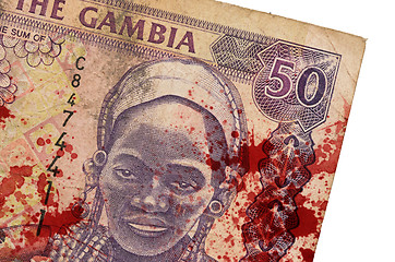 Image showing 50 Gambian dalasi bank note, bloody
