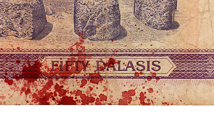 Image showing 50 Gambian dalasi bank note, bloody