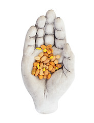 Image showing Fresh mixed salted nuts in a bowl (hand), peanut mix