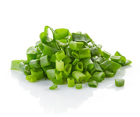 Image showing Heap of chopped spring onions