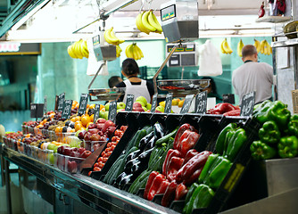 Image showing Fruits market La Boqueria in Barcelona.