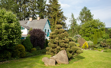 Image showing Beautiful house in spring garden