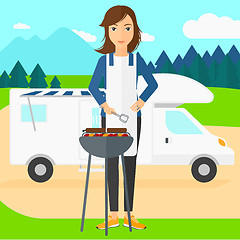 Image showing Woman preparing barbecue.