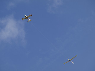 Image showing Plane and glider