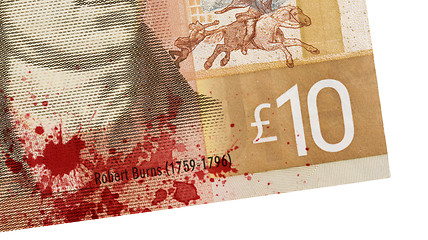 Image showing Scottish Banknote, 10 pounds, blood