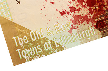 Image showing Scottish Banknote, 10 pounds, blood