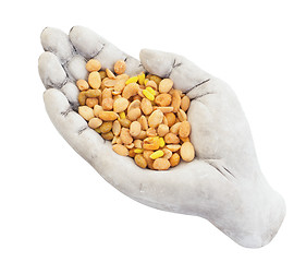 Image showing Fresh mixed salted nuts in a bowl (hand), peanut mix