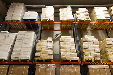 Image showing cargo boxes storing at warehouse shelves