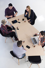 Image showing aerial view of business people group on meeting