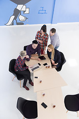 Image showing aerial view of business people group on meeting