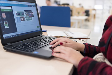 Image showing startup business, woman  working on laptop