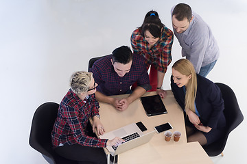 Image showing aerial view of business people group on meeting