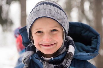 Image showing little boy having fun on winter day