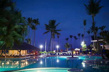 Image showing View of summer tropical resort at night